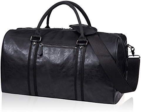 seyfocnia Oversized Duffle Travel Bag Waterproof Leather Weekend Bag Large Carry On Large Carry On Hangbag for Mens or Women