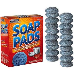 SCRUBIT 20 Pack Steel Wool Soap Pads - Metal Scouring Cleaning Pads for Dishes, Pots, Pans, and Ovens - Pre-Soaped for Easy Cleaning of Tough Kitchen Grease and Oil
