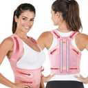 Posture Corrector for Women, Adjustable Posture Brace for Upper & Lower Back Support, Back Brace with Adjustable Straps for Correcting Slouching, Rounded Shoulders (Pink, M)