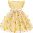 Sinhoon Toddler Girl Tulle Dress Summer Ruffle Sleeveless Baby Girl Fashion Casual Dresses 4Y (Yellow)