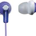 Panasonic ErgoFit Wired Earbuds, 3.5mm Jack In-Ear Headphones Wired with Dynamic Crystal-Clear Sound and Soft Ergonomic Custom-Fit Earpieces (S/M/L), for Phones and Laptops - RP-HJE120-V (Purple)