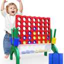 Aywewii 1.9 FT Giant 4-in-A-Row Connect Game Jumbo 4-to-Score Yard Games, Outdoor Indoor Family Party Game for Kids & Adults, Birthday Gift for Boys & Girls Ages 3+, with Portable Carry Bag, 22.44 X 21.65 X 12.59 inch