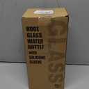 64oz Glass Water Bolttles with Straw Half Gallon Large Motivational Water Bottle with Time Marker Sports Water Bottles with Silicone Sleeve and Handle Lid Water Jug for Gym Workout (Olive)