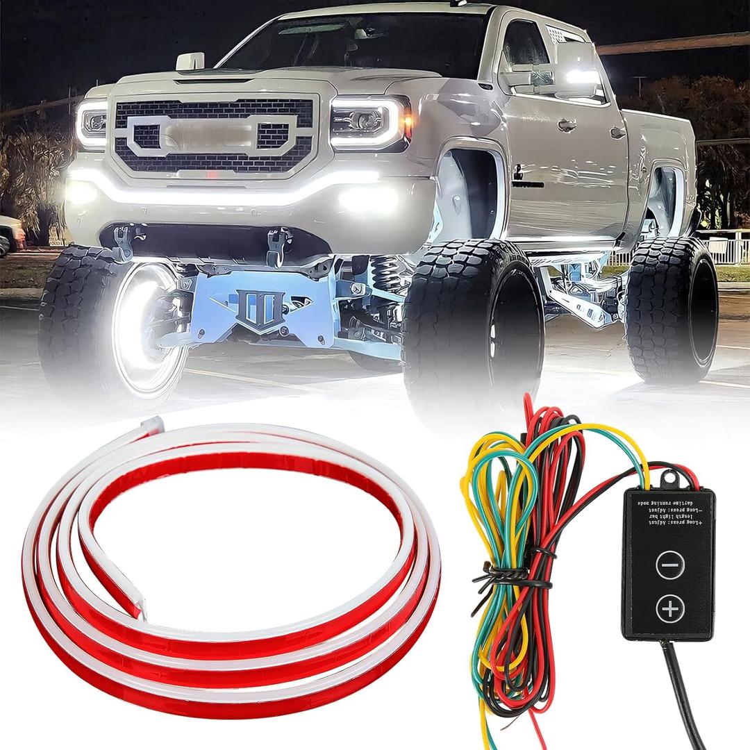 71 Inch Led Hood Light Strip, White Dynamic Car LED Hood Strip Lights with Fuse Protection, Turn Signal Lamp, Universal Exterior Daytime Running Light Strip for Cars, SUVs, Trucks