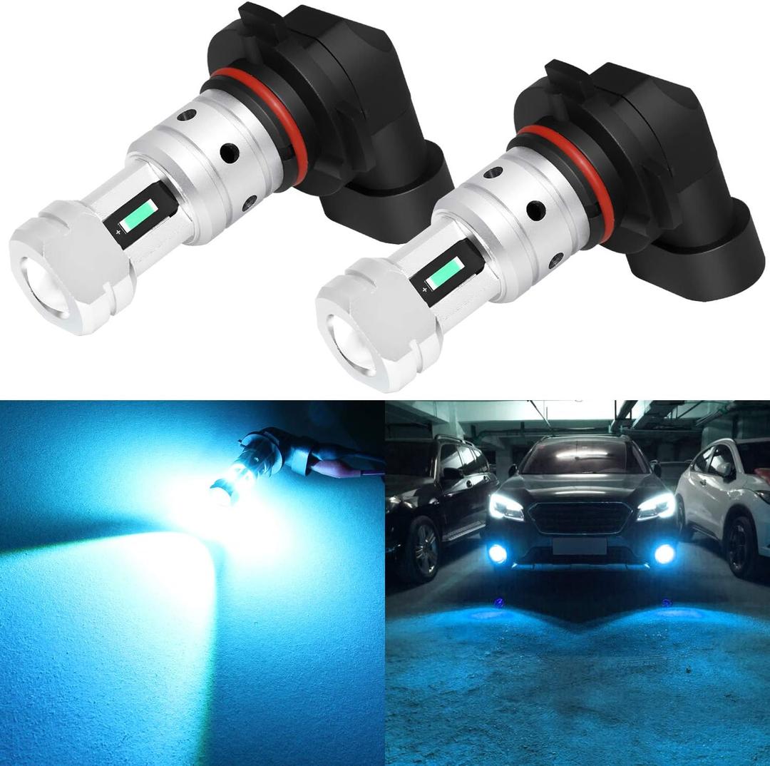 PHINLION H10 Ice Blue LED Fog Light Bulbs, 3800 Lumens Super Bright 9145 9040 9045 9140 9155 LED Fog Bulb Replacement for Car Truck Fog Lamps, 8000K Non-polarity, Pack of 2