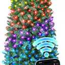 HOLLO STAR 6 ft Prelit Christmas Tree with 247 LED Lights, App Control, Artificial Pencil Christmas Tree with Multi-Color RGBW Lights, 715 Branch Tips, Skinny Xmas Tree, Metal Base, for Home, Party
