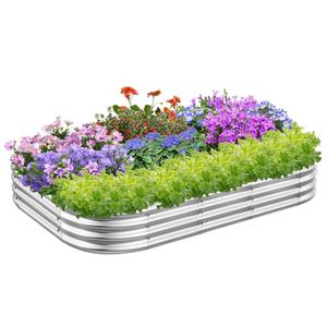 RAYKEEP 4x3x1ft Galvanized Raised Garden Beds, Pack of 01 - Silver