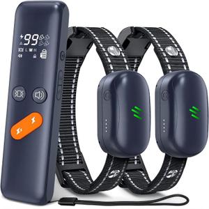 Dog Shock Collar - 2 Dogs Training Collar for Large Dog with Remote, 3 Training Modes, Rechargeable IPX7 Waterproof Electric Dog Collar for Small Medium Large DogsDark Blue