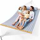 Everyfun Double Hammock with Spreader Bar,Soft Pillow,Max Load 500lbs,Portable Hammock for Outdoor,Camping,and Backyard,Dark Gray