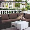 8Pcs Outdoor Cushion Covers, Patio Cushion Covers, Stretch Elastic Slipcovers, Replacement Washable & Reusable Furniture Protector for Patio Couch, Thick Jacquard Fabric (Camel, Cover Only)