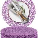 AHHFSMEI Paper Braided Round Placemats Set of 12 Natural Non-Slip Heat Resistant Table Mats for Dining Tables Woven Indoor Outdoor Place mats(Purple,12)