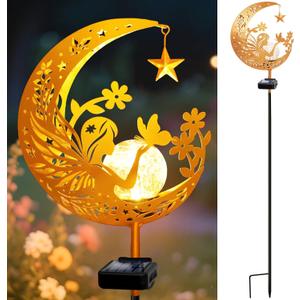 ZNYCYE Solar Lights Outdoor Decorative Moon Angel Solar Stake Lights Pathway Lights, Birthday Gifts for Women mom Grandma,Fairy Garden Decor Waterproof for Walkway, Yard, Lawn, Patio (Warm White)