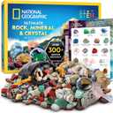 National Geographic Rock Collection Box for Kids  300+ Piece Gemstones and Crystals Set Includes Geodes and Real Crystals, Rocks and Minerals, Science Kit for Kids, A Geology Gift for Boys and Girls