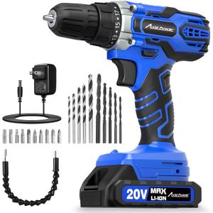 AVID POWER 20V MAX Power Drill Kit, Cordless Drill Set with Battery and Charger, 2 Variable Speed, 3/8-Inch Keyless Chuck, 19 Position and 22pcs Bits - Blue AVID POWER 20V MAX Power Drill Kit, Cordless Drill Set with Battery and Charger, 2 Variable Speed, 3/8-Inch Keyless Chuck, 19 Position and 22pcs Bits - Blue