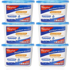 Vacplus Moisture Absorbers 6 Pack, 10.5 Oz Portable Humidity Absorber Boxes for Your Bathroom, Closet & Car, Dehumidifier with Fragrance Free, Navy Blue