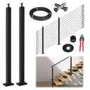 Muzata 5-10FT Modular Black Cable Railing Kit 42 Inch 2 Stair Post Kit Complete Set Cable Railing System for Stairs Length Adjustable Easy DIY with Paper User Guide (No Handrail) RWS1 BA4L