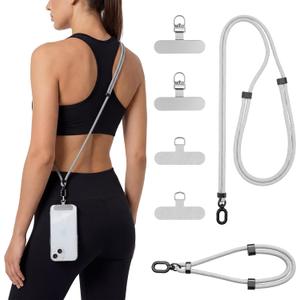 5 x BESARME 2-Pack Phone Lanyard Set, Crossbody & Wrist Straps, Gray, Medium