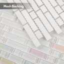 Lovdeco Glass Strip Mosaic Tiles, White Crystal Glass Backsplash for Kitchen Bathroom Shower Wall, Polished, 5 PCS, 4.8 SQ.FT. (Mesh)