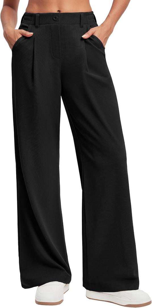 Ewedoos Wide Leg Pants Woman Stretchy Work Dress Pants Women Trendy 2026 Business Casual Outfits Comfort Fit Slacks Trousers (S)
