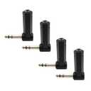 Voluty Tek 90 Degree 6.35mm Male to Female Stereo Audio Connector 1/4 inch Right Angle Guitar Cable Adapter for Guitar,Headphone,Speaker,Studio Equipment 4PCS