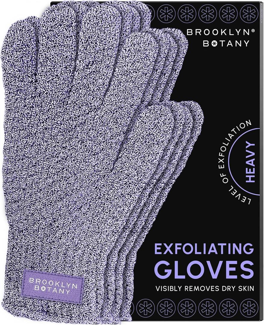 Brooklyn Botany Exfoliating Gloves for Bath and Shower  Heavy Duty Exfoliating Body Scrubber for Massage and Dead Skin Remover for Body  2 Pairs