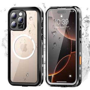 Hertekdo for iPhone 16 Pro Case, IP68 Waterproof Case for iPhone 16 Pro, Full Body Protection Compatible with iPhone 16 Pro Case MagSafe, Lens and Drop Protection, Impact Resistant TPU+PC