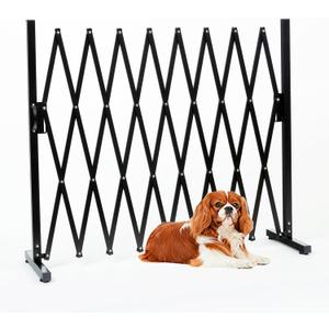 Metal Expandable Dog Gate, 9Feet, Versatile Accordion Safety Barrier, Indoor and Outdoor, Portable Retractable Barricade, Adjustable Pet Fence, Free Standing (Classic, Black)