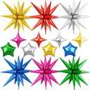 14pcs Colorful Star Balloons, 22/10 Inch Assorted Colors Rainbow Star Foil Balloon, for Kids Boy Girl Birthday Graduation Anniversary Wedding Disco Baby Shower Party Decorations