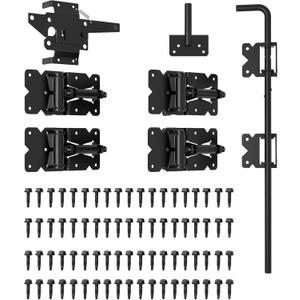 Vinyl Fence Gate Double Gate Hardware Kit Black (for Vinyl, PVC etc Fencing) Fence gate Hardware Fence Gate Kit has 4 Hinges, 1 Latch, and 1 Drop Rod(MWJ)