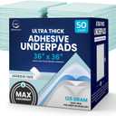 50 Pack Adhesive Disposable Bed Pads for Adults 125 Gram - 3XL 36"x36" Non Slip Chucks Pads Disposable Adult, Incontinence Bed Pads - Disposable Underpads, Waterproof Heavy Duty Pee Pads for Adults