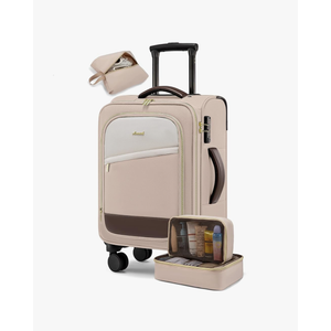 LOVEVOOK 4 Pcs Carry On Luggage 22x14x9 Airline Approved, 20 Inch Carry On Suitcases with Wheels, Soft side Rolling Suitcase for Women Men, with TSA Lock Weekender Travel Luggage