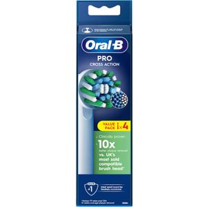 Oral-B Pro CrossAction Replacement Toothbrush Heads for Electric Toothbrush, Pack of 4, Superior Teeth Cleaning with Innovative X-Shaped Bristles, Original Oral-B Toothbrush Attachment