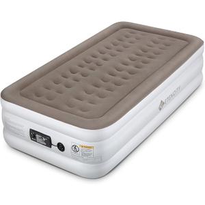 Etekcity Air Mattress Upgraded Twin Size Inflatable Airbed Blow Up Air Bed Raised Mattress with Built-in Pump for Camping, Guest, Hiking, Height 18”, Storage Bag
