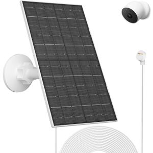 7W Solar Panel Compatible with Google Nest Camera Outdoor & Indoor (Battery Version), Solar Power Charger with IP66 Weatherproof, 360 Adjustable Mount, 9.8ft Cable,1 Pack