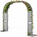 7 x Metal Garden Arch, Heavy Duty Garden Trellis for Climbing Plants, with Enlarged Base for Stability, Ideal for Wedding Arches & Party Decorations, 87" W x 87" H