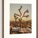 RICHFOCUS 16x20 Picture Frame USA-Sourced Natural Walnut Solid Wood Photo Frame Handcrafted Rounded Corner Wooden Frame with Real Glass Display Photos 11x14 with Mat or 16x20 Without Mat, 16x20-1PC