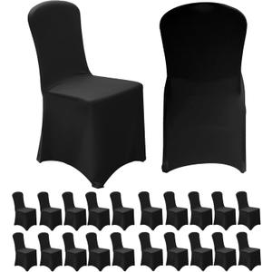 Vencede 27 pcs Black Stretch Spandex Chair Cover, Chair Covers for Wedding, Universal Fitted Chair Cover Protector for Party, Banquet, Event, Hotel Black 