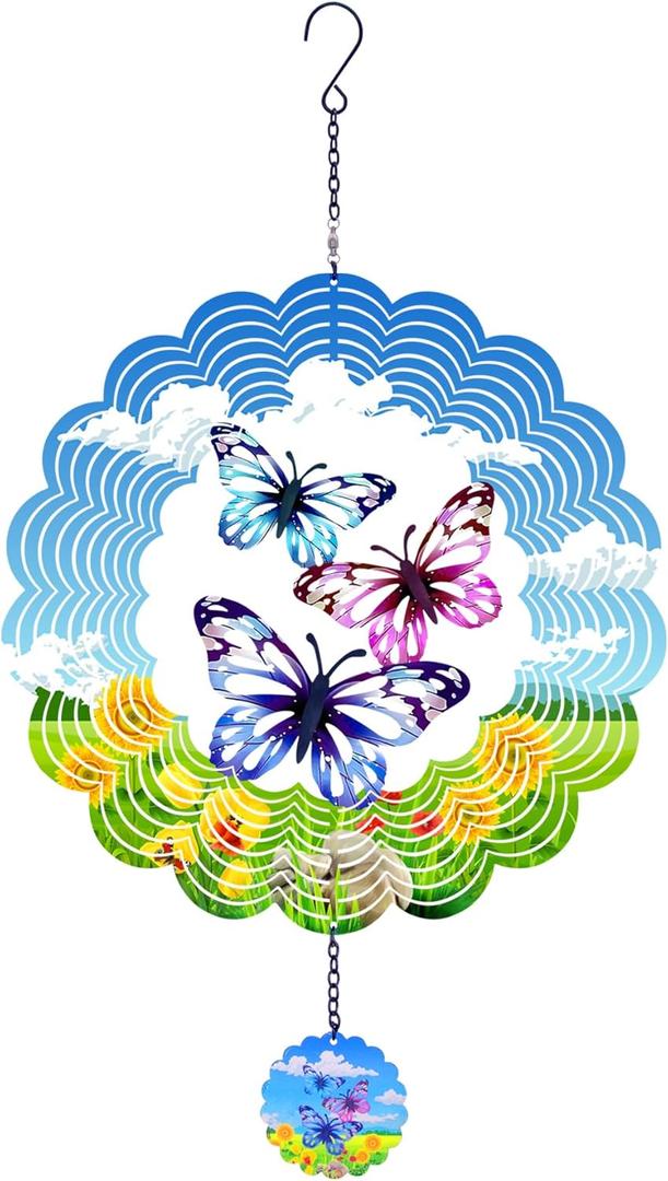 Butterfly Wind Spinners, Outdoor Garden Decor, Wind Chimes for Outside, Wind Spinner Outdoor Colorful Butterfly Hanging Decor, Ornaments Kinetic Yard Art, Unique Gifts for Women