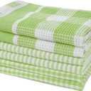 LANE LINEN Premium Cotton Kitchen Dish Towels - Pack of 6 Soft Absorbent Dish Cloths, Multi Purpose Cleaning Cloths, 12"x12", Reusable Kitchen Rags - Sage Green