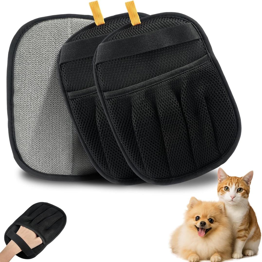 2Pcs Upgraded Electrostatic Hair Remover for Dogs and Cats, Five-Finger Reusable and Washable Pet Hair Removal Tool, Pet Hair Gloves for Laundry, Couch, Carpet, Car Seat and Bed