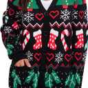 Ugly Christmas Sweater for Women Christmas Cardigans Funny Xmas Open Front Button Down Knit Coat Outwear (Large)