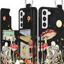Shorogyt for Samsung S22 Plus Wallet Case with Card Holder - Designer Mushroom Skull Pattern Kickstand Magnetic Clasp Back Flip Folio Leather Phone Cases for Women Men Girls for Galaxy S22 Plus