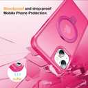 Hocase for iPhone 14/13 Case 6.1", with Magnetic Ring Stand [Compatible with MagSafe] [Military Grade Protection] Slim Shockproof Translucent Protective Phone Case - Hot Pink