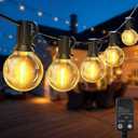 G40 LED Outdoor String Lights, 100FT LED Patio Lights with Light Sensor Timer, 52 Shatterproof Globe Bulbs(2 Spare), Waterproof Connectable Hanging Lights for Backyard Porch Balcony Decor