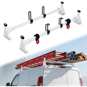 Van Roof Rack, 500 lbs Ladder Rack for Van, Fits RAM ProMaster City 2015-On with 2 Bars Heavy-Duty Anti-Rust White Coating, Ideal for Transporting Ladders, Pipes