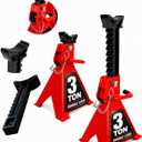 Jack Stands, 3 Ton (6,000 lbs) with Double Locking Pins Capacity Car Jack Stand, Adjustable Height for Lifting SUV Pickup Truck Car and UTV/ATV Heavy Duty Steel Car Lift, 1 Pair Red