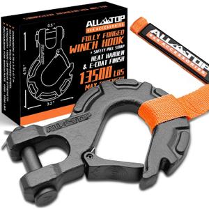 ALL-TOP Forged Steel Winch Hook, 5/16in 6Ton 13500Lbs, Extreme Hook for Winch Cable Ropes, Forged Steel & E-Coated Finish, Rhino Gray (For ATV/UTV)