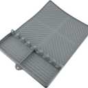 Silicone Spatula Mat Food Grade Heat Resist Non Slip with 8 Slots Reusable Drip Water Mat Easy to for Kitchen Countertop