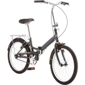Schwinn Hinge Adult Folding Bike, 20-inch Wheels, Rear Carry Rack, Carrying Bag, Multiple Colors (Grey)