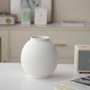 Minimalist White Ceramic Farmhouse Vase, Rustic Design for Home and Living Room Decor, Table, Bathroom, Holiday & Weddings (Ball-White)